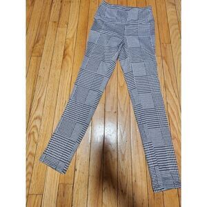 Women's Black Gray Elastic Pull On Plaid Jeggings Pants